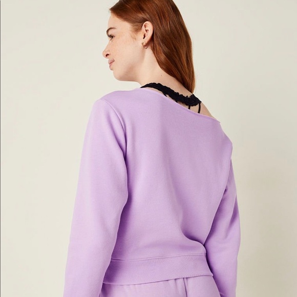 XXL NEW VICTORIA’S SECRET PINK GEMSTONE OFF SHOULDER SWEATSHIRT - Picture 5 of 6